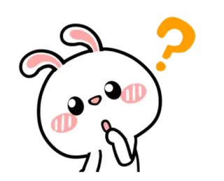 ❓ conejo, conejito, signo de interrogación, kawaii, pensando, lindo, confundido whatsapp sticker