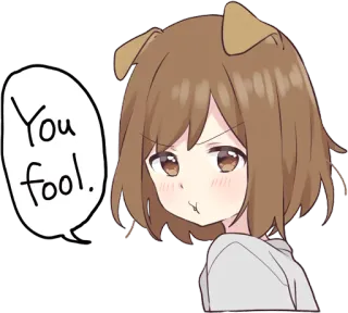😒 You fool. Anime, Dibujos animados, Orejas de perro, Sarcástico, Insulto telegram sticker