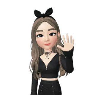 🖤 avatar, greeting, wave, woman, digital art whatsapp sticker