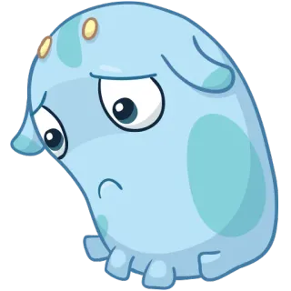 😞 Dessin animé, Triste, Bleu, Personnage, Mignon, Sticker, Blob whatsapp sticker
