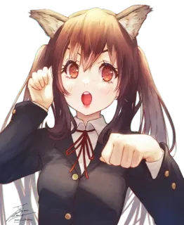 😸 fille anime, oreilles de chat, uniforme scolaire, mignon, kawaii, manga, personnage animé whatsapp sticker