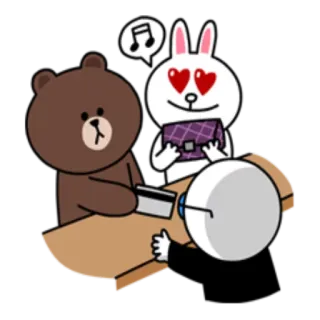 🛍 медведь, кролик, шопинг, кредитная карта, кошелек whatsapp sticker