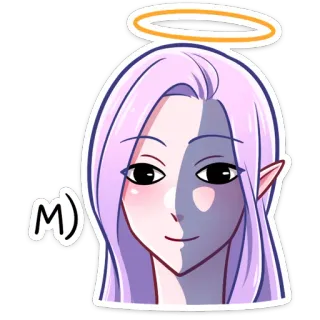 😇 M) ангел, эльф, аниме, наклейка, милый, мультфильм telegram sticker