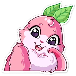 😊 น่ารัก, กระต่าย, สัตว์, สีชมพู, คาวาอิ, จิบิ, การ์ตูน telegram sticker