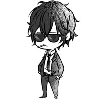 😎 Chibi, Anime, Manga, Setelan, Kacamata hitam, Karakter, Merokok whatsapp sticker