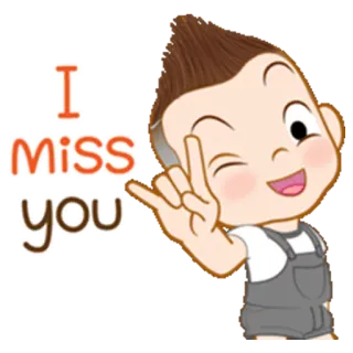 🤘 I miss you extrañar, amor, dibujos animados, lindo, saludo whatsapp sticker