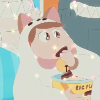 🥯 BIG FLAV Anime, Bambino, Mangiare, Popcorn, Carino, Cartone animato, Snack telegram sticker
