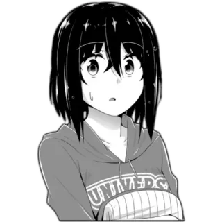 😰 UNIVERS Аниме, Манга, Девушка, Толстовка, Пот, Встревоженная telegram sticker