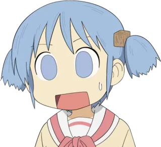 😦 Mio Naganohara Nichijou anime, Nichijou, Mio Naganohara, sorprendido, impactado, dibujos animados, divertido telegram sticker