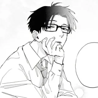 😏 anime, manga, character, male, glasses, art telegram sticker