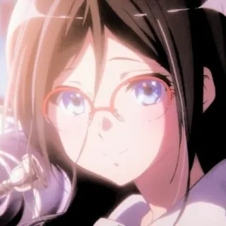 🍭 anime girl, glasses, smiling, cartoon, character, portrait whatsapp sticker