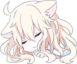 😴 cat girl, anime, cute, chibi, sleeping, kawaii telegram sticker