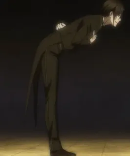 😶 Anime, Uomo, Inchino, Abito elegante, In piedi telegram sticker