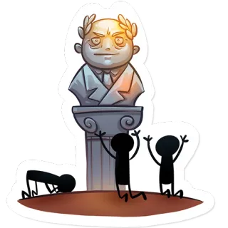 💪 busto, adoración, estatua, ídolo, dibujos animados, gente, religión, obediencia telegram sticker