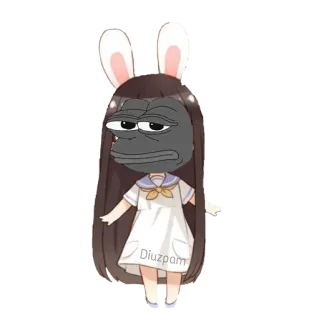 🌂 Diuzpam chica anime, rana pepe, pegatina, orejas de conejo, lindo, manga whatsapp sticker