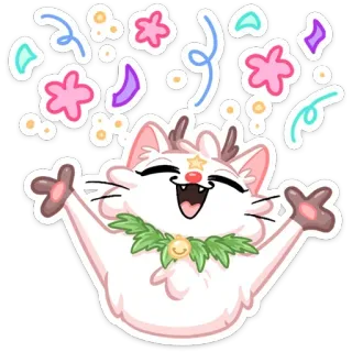 🥳 Katze, Feier, Party, Konfetti, Feiertag, festlich, niedlich telegram sticker