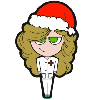 🎅 рождество, шапка санты, медсестра, мультик, рождественский стикер telegram sticker