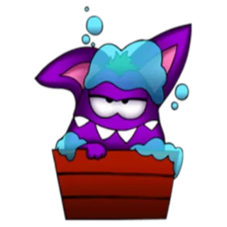 🛁 monster, purple, cartoon, bath, bubbles, cute telegram sticker