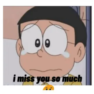 🥺 Nobita Doraemon i miss you so much nhớ bạn, buồn, anime, hoạt hình, Doraemon whatsapp sticker