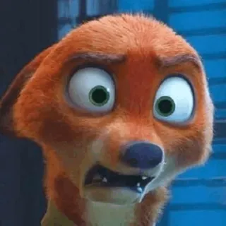 🦊 Nick Wilde Zootopia Nick Wilde, Zootopia, Disney, cartoon, fox, animation, facial expression, scared telegram sticker