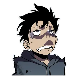 😑 exhausted, tired, stressed, anime, cartoon, bruised telegram sticker