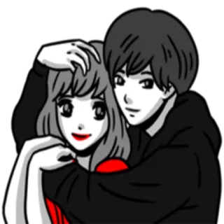 💖 coppia, abbraccio, amore, anime, cartoni animati, relazione telegram sticker