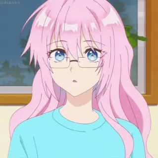 π Anime, Ragazza, capelli rosa, occhiali, carino, cartone animato whatsapp sticker