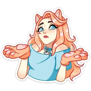 🤷‍♂️ Katze, Mädchen, Anime, Achselzucken, Süß, Cartoon telegram sticker