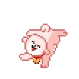 🙃 chó, dễ thương, động vật, pixel art, hoạt hình, hồng telegram sticker