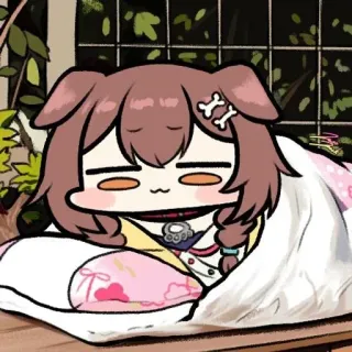 🥨 anime, kartun, mengantuk, imut, anjing, binatang, santai, nyaman telegram sticker
