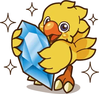 😃 Chocobo Final Fantasy โชโคโบะ, ไฟนอลแฟนตาซี, นก, น่ารัก, คริสตัล, วิดีโอเกม telegram sticker