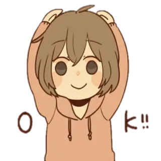 👍 OKだ！ Anime, Kawaii, Carino, Cartone animato, Ok, Approvato telegram sticker