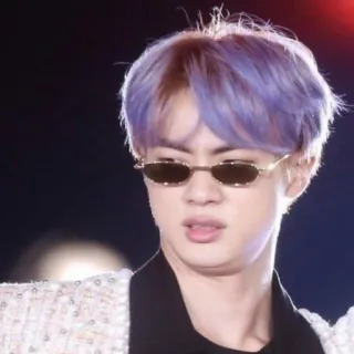 🐹 Jin Jin, BTS, K-Pop, Sänger, lila Haare, Sonnenbrille telegram sticker