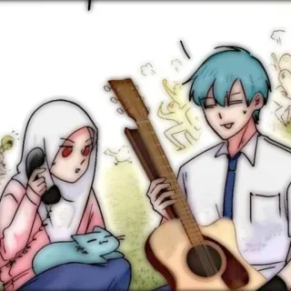 🎸 만화, 무슬림, 기타, 고양이, 전화, 음악 telegram sticker