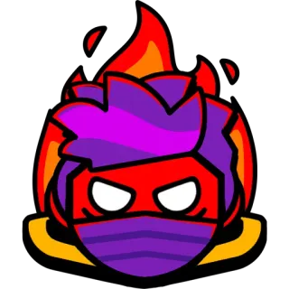 😡 vuur, ninja, masker, cartoon, personage, spel, avatar telegram sticker