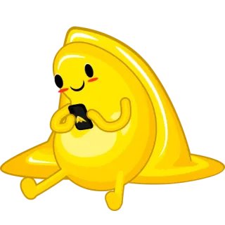 🙄 banana, cartoon, cute, yellow, phone, sitting telegram sticker