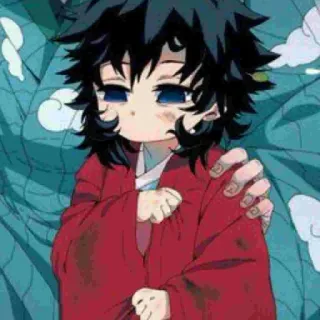 🌊 Giyu Tomioka Demon Slayer Аниме, Клинок, рассекающий демонов, Гию Томиока, Чиби telegram sticker