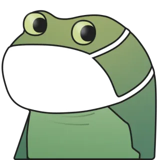 😷 กบ, หน้ากาก, การ์ตูน, สัตว์, สติกเกอร์, สุขภาพ, ความปลอดภัย telegram sticker