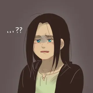 ⁉️ Eren Yeager Attack on Titan …?? Eren Yeager, Anime, Mangá, Ataque dos Titãs, confuso, pergunta, cabelo comprido telegram sticker
