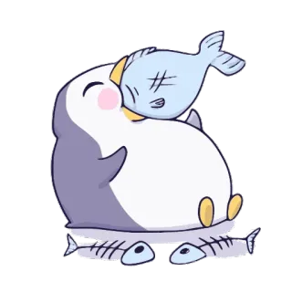 🐟 pingwin, ryba, słodki, zwierzę, kreskówka, naklejka telegram sticker