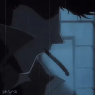 🚬 anime, smoking, cigarette, male, side profile telegram sticker