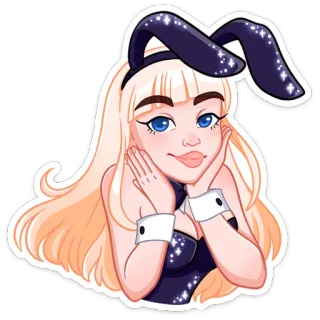 🙂 женщина, кролик, заяц, девушка, милый, сексуальный, наклейка whatsapp sticker