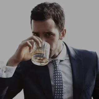 📑 man, drinking, whiskey, suit, tie telegram sticker