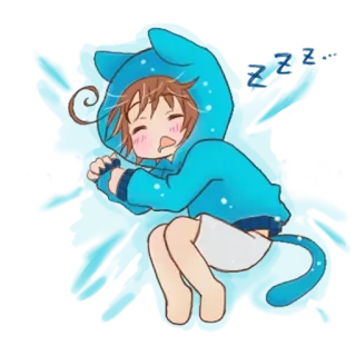 😵 ZZZ... assonnato, dormire, carino, anime, gatto, orecchie da gatto, ragazzo telegram sticker