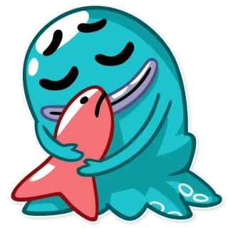 ❤ sticker, cartoon, hug, character, cute, blue, red telegram sticker