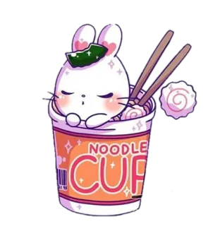 🥢 NOODLE CUP лапша, кружка, каваий, милый, рамен, еда, кролик telegram sticker