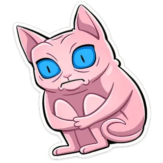 🫤 cat, sphynx, funny, sticker, animal, pink telegram sticker