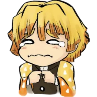 ⚡️ Zenitsu Agatsuma Demon Slayer อนิเมะ, ดาบพิฆาตอสูร, เซนอิทสึ, ร้องไห้, จิบิ, อารมณ์ telegram sticker