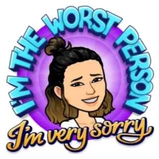 🤍 I'M THE WORST PERSON, I'm very sorry Bitmoji, извинение, грустный, мультфильм, прости telegram sticker