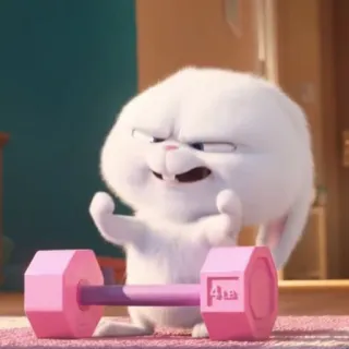 😂 Snowball The Secret Life of Pets Снежок, Кролик, Гантель, Тренировка, Мультфильм telegram sticker